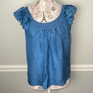 Banana Republic Blue Silk Blouse Small Petite